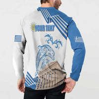Personalized Greece Greek Independence Day Button Sweatshirt Dolphin and Parthenon