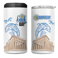 Personalized Greece Greek Independence Day 4 in 1 Can Cooler Tumbler Dolphin and Parthenon