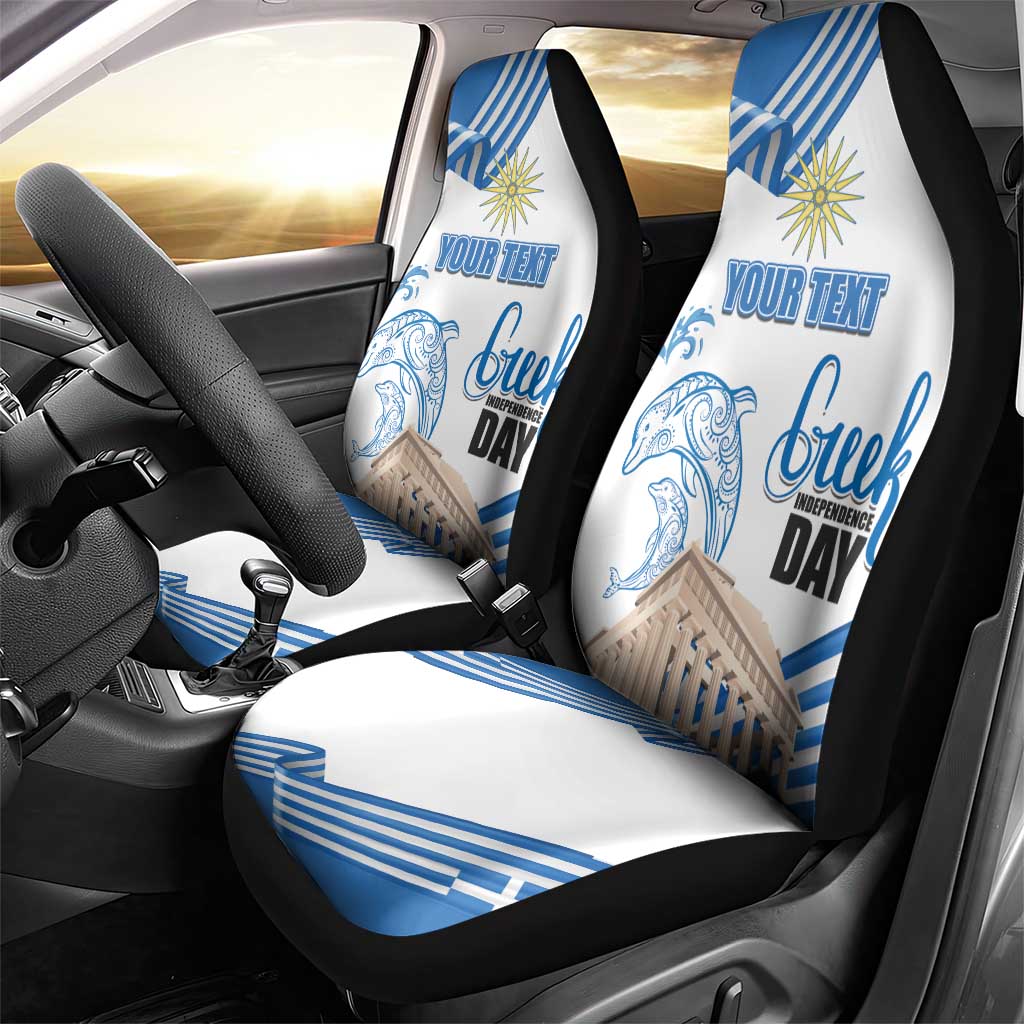 Personalized Greece Greek Independence Day Car Seat Cover Dolphin and Parthenon