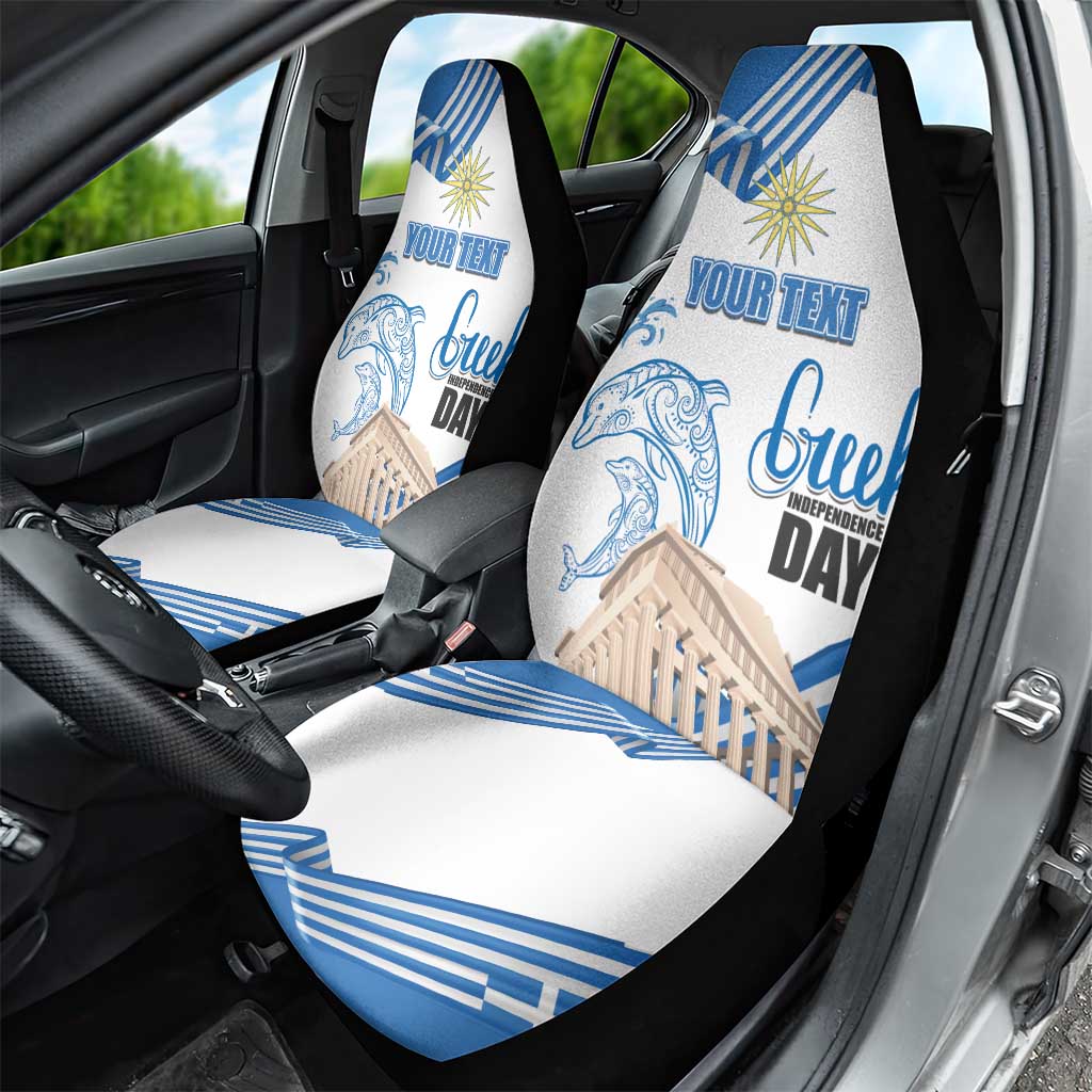 Personalized Greece Greek Independence Day Car Seat Cover Dolphin and Parthenon