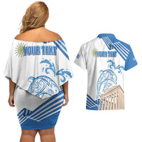 Personalized Greece Greek Independence Day Couples Matching Off Shoulder Short Dress and Hawaiian Shirt Dolphin and Parthenon