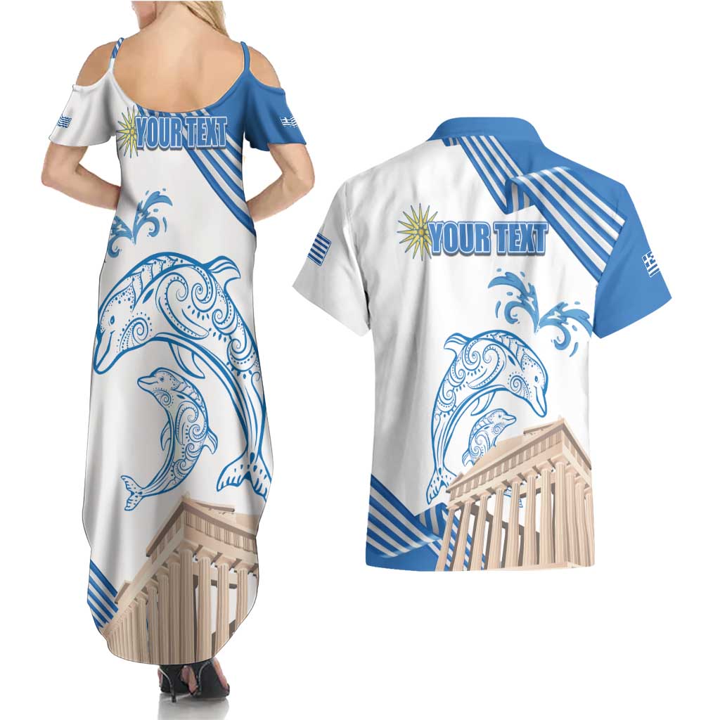 Personalized Greece Greek Independence Day Couples Matching Summer Maxi Dress and Hawaiian Shirt Dolphin and Parthenon