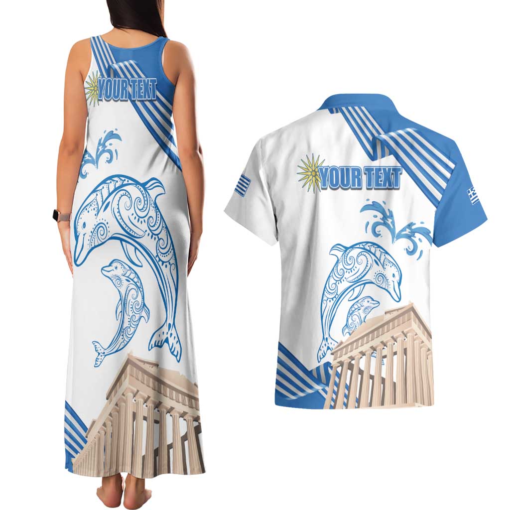 Personalized Greece Greek Independence Day Couples Matching Tank Maxi Dress and Hawaiian Shirt Dolphin and Parthenon