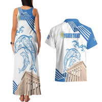 Personalized Greece Greek Independence Day Couples Matching Tank Maxi Dress and Hawaiian Shirt Dolphin and Parthenon