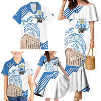 Personalized Greece Greek Independence Day Family Matching Mermaid Dress and Hawaiian Shirt Dolphin and Parthenon