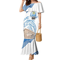 Personalized Greece Greek Independence Day Family Matching Mermaid Dress and Hawaiian Shirt Dolphin and Parthenon