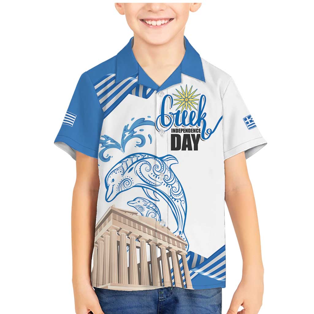 Personalized Greece Greek Independence Day Family Matching Mermaid Dress and Hawaiian Shirt Dolphin and Parthenon