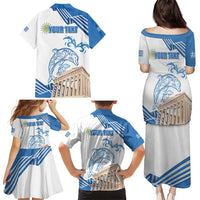 Personalized Greece Greek Independence Day Family Matching Puletasi and Hawaiian Shirt Dolphin and Parthenon