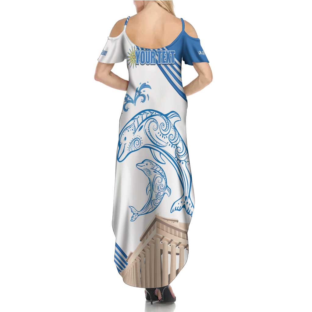 Personalized Greece Greek Independence Day Family Matching Summer Maxi Dress and Hawaiian Shirt Dolphin and Parthenon