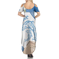 Personalized Greece Greek Independence Day Family Matching Summer Maxi Dress and Hawaiian Shirt Dolphin and Parthenon