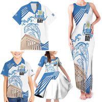 Personalized Greece Greek Independence Day Family Matching Tank Maxi Dress and Hawaiian Shirt Dolphin and Parthenon