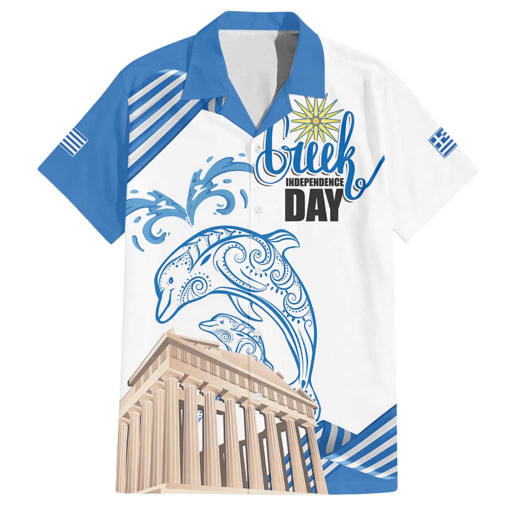 Personalized Greece Greek Independence Day Family Matching Tank Maxi Dress and Hawaiian Shirt Dolphin and Parthenon
