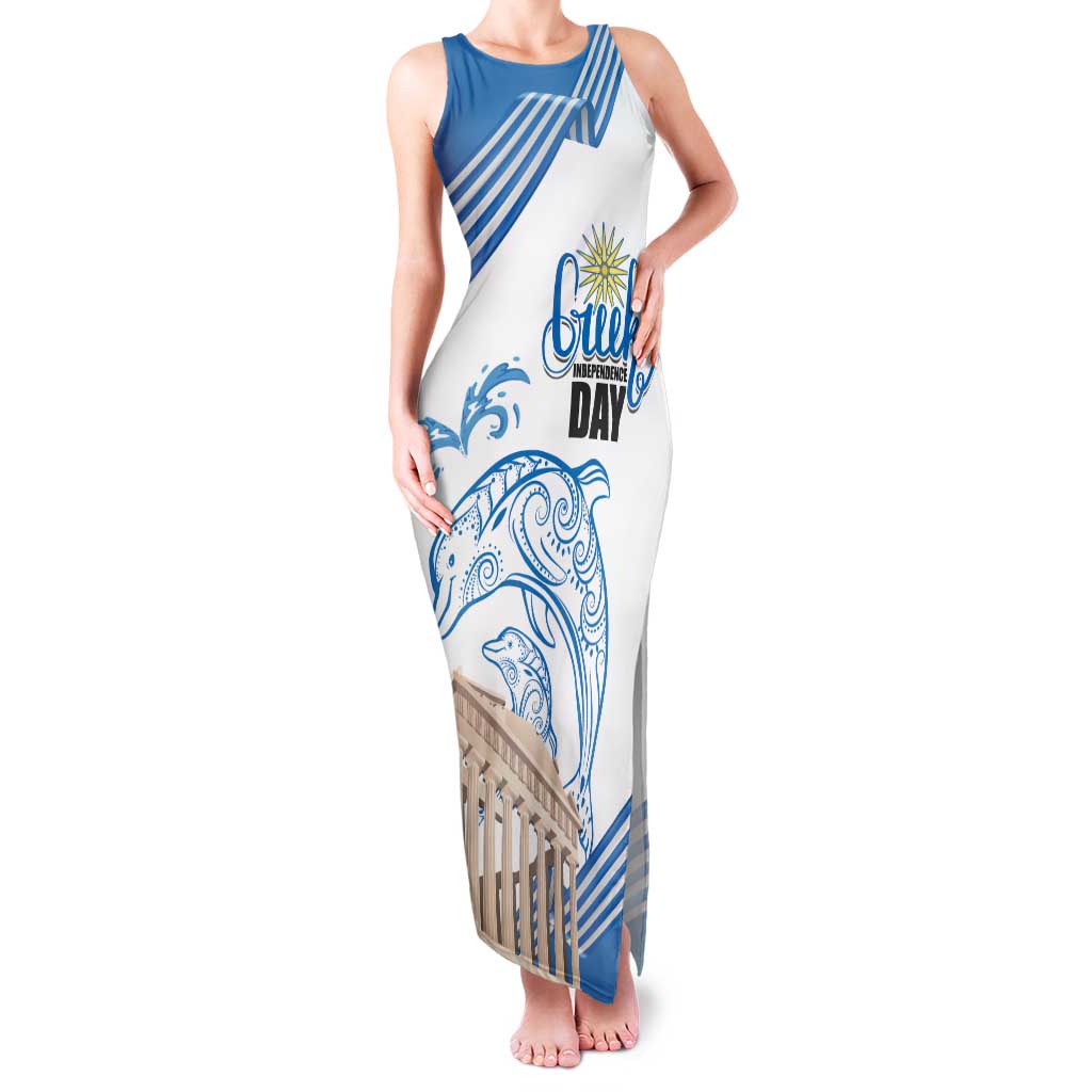 Personalized Greece Greek Independence Day Family Matching Tank Maxi Dress and Hawaiian Shirt Dolphin and Parthenon