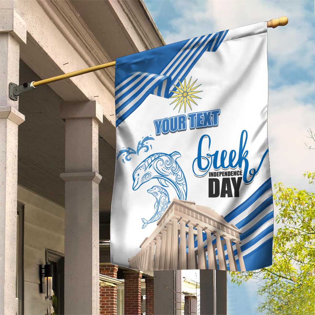 Personalized Greece Greek Independence Day Garden Flag Dolphin and Parthenon