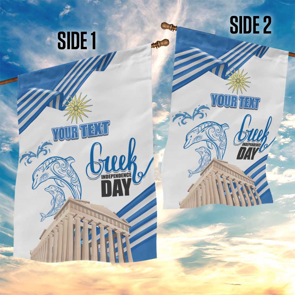 Personalized Greece Greek Independence Day Garden Flag Dolphin and Parthenon