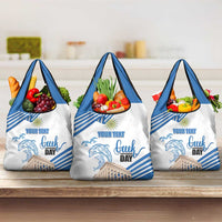 Personalized Greece Greek Independence Day Grocery Bag Dolphin and Parthenon
