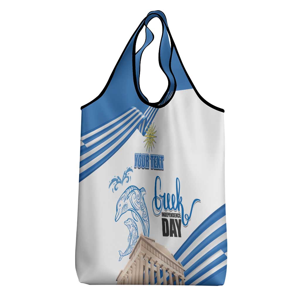 Personalized Greece Greek Independence Day Grocery Bag Dolphin and Parthenon