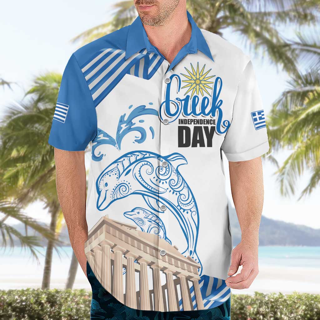 Personalized Greece Greek Independence Day Hawaiian Shirt Dolphin and Parthenon