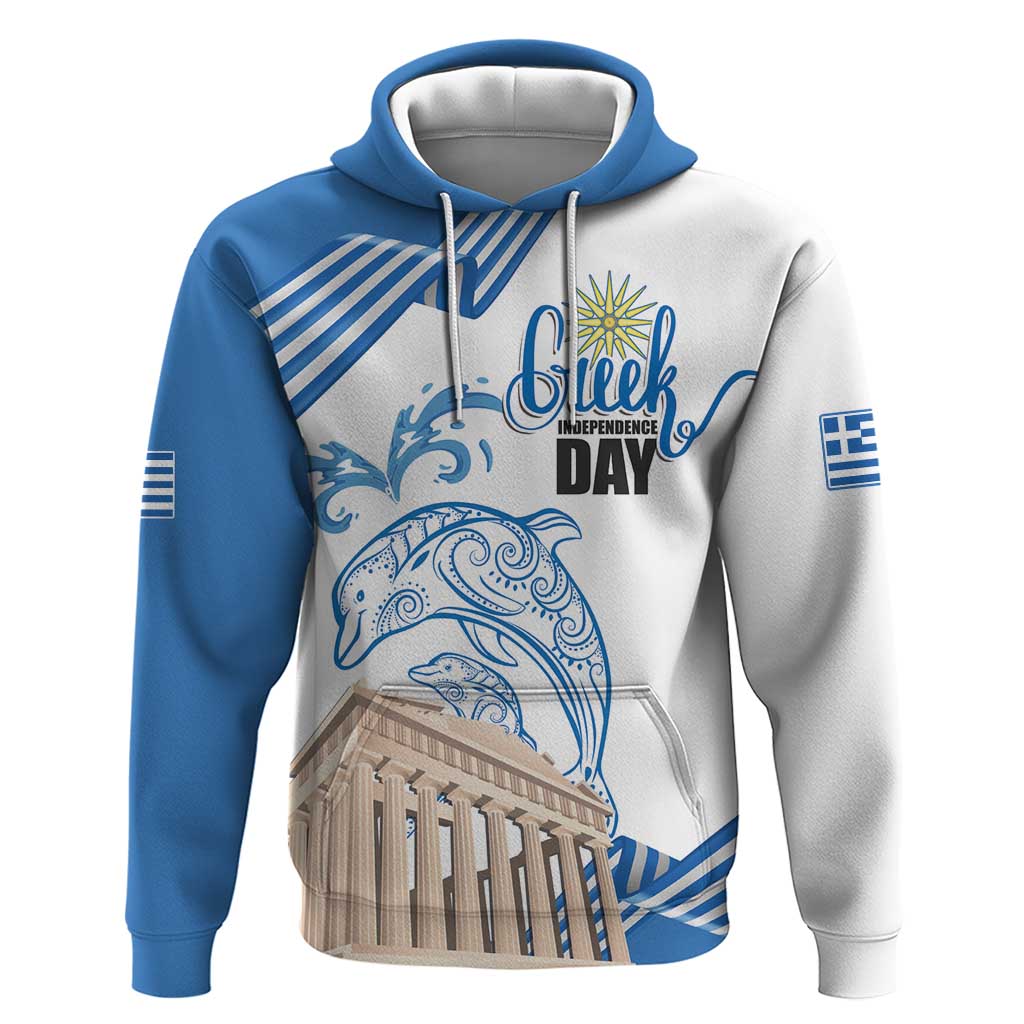 Personalized Greece Greek Independence Day Hoodie Dolphin and Parthenon