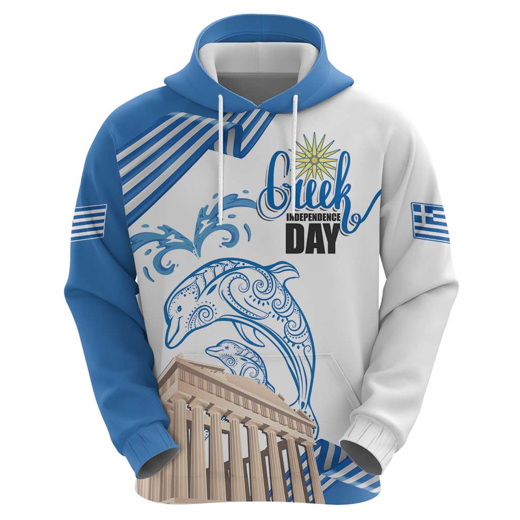 Personalized Greece Greek Independence Day Hoodie Dolphin and Parthenon