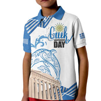 Personalized Greece Greek Independence Day Kid Polo Shirt Dolphin and Parthenon