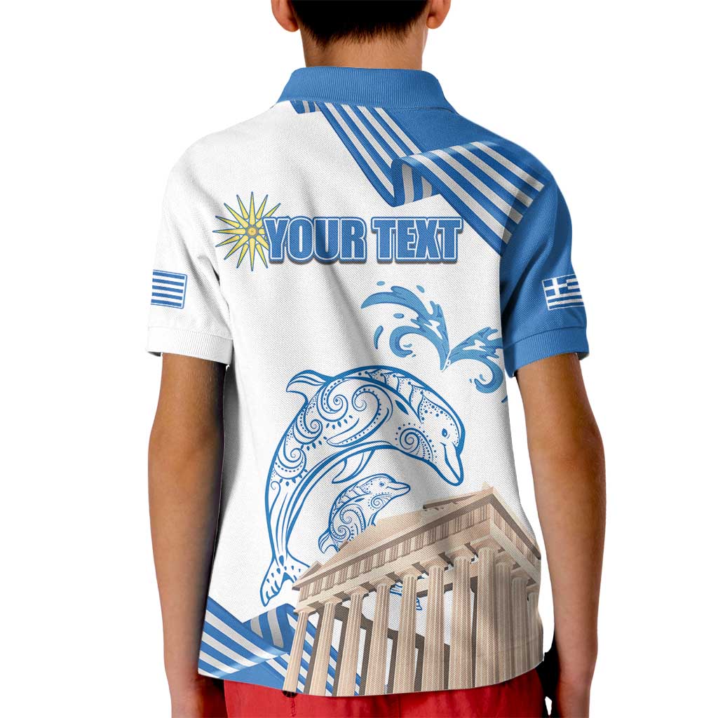 Personalized Greece Greek Independence Day Kid Polo Shirt Dolphin and Parthenon