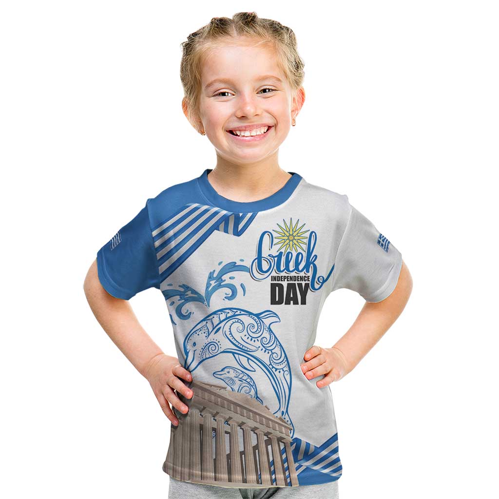 Personalized Greece Greek Independence Day Kid T Shirt Dolphin and Parthenon