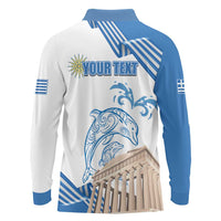 Personalized Greece Greek Independence Day Long Sleeve Polo Shirt Dolphin and Parthenon