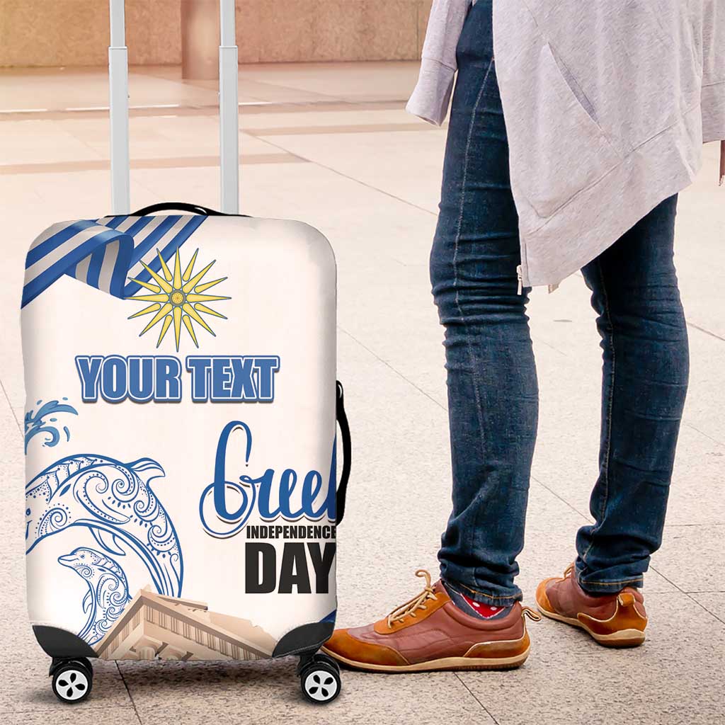Personalized Greece Greek Independence Day Luggage Cover Dolphin and Parthenon