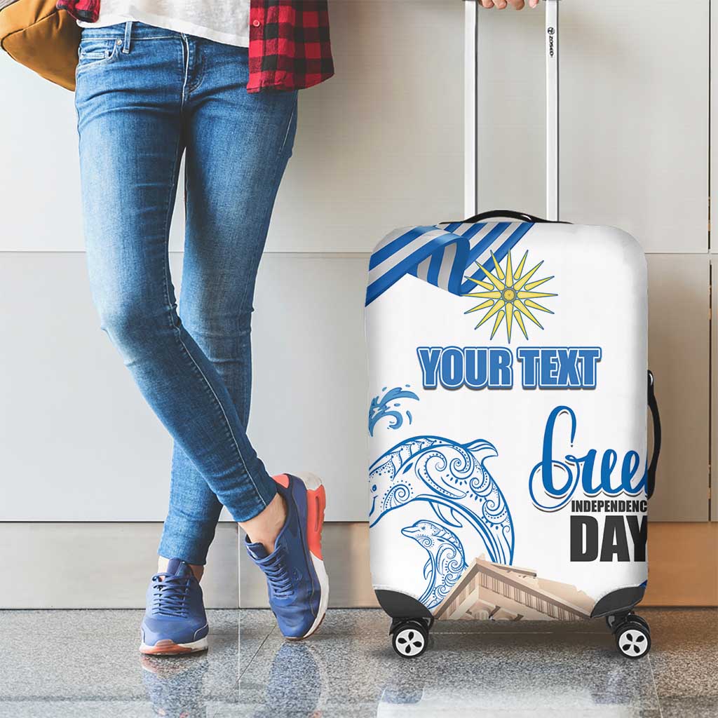 Personalized Greece Greek Independence Day Luggage Cover Dolphin and Parthenon