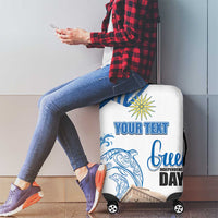 Personalized Greece Greek Independence Day Luggage Cover Dolphin and Parthenon