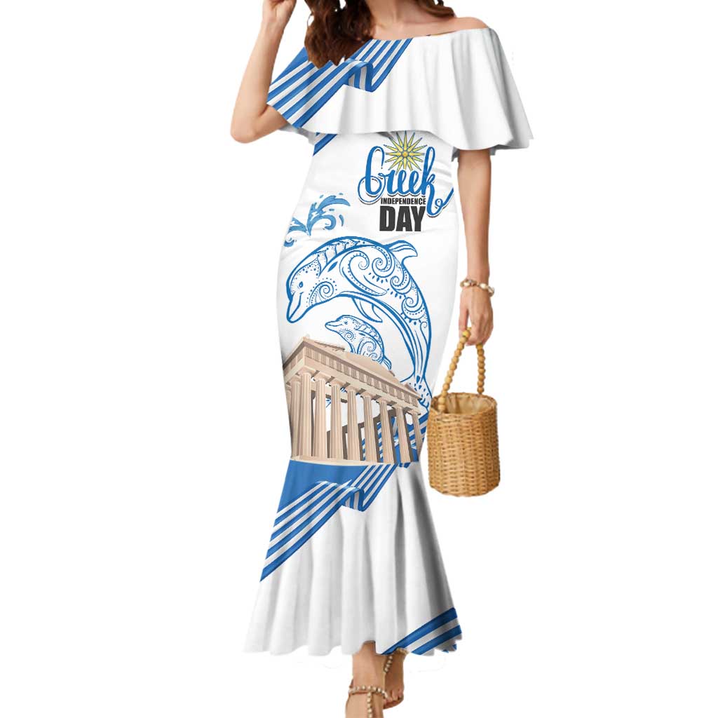 Personalized Greece Greek Independence Day Mermaid Dress Dolphin and Parthenon