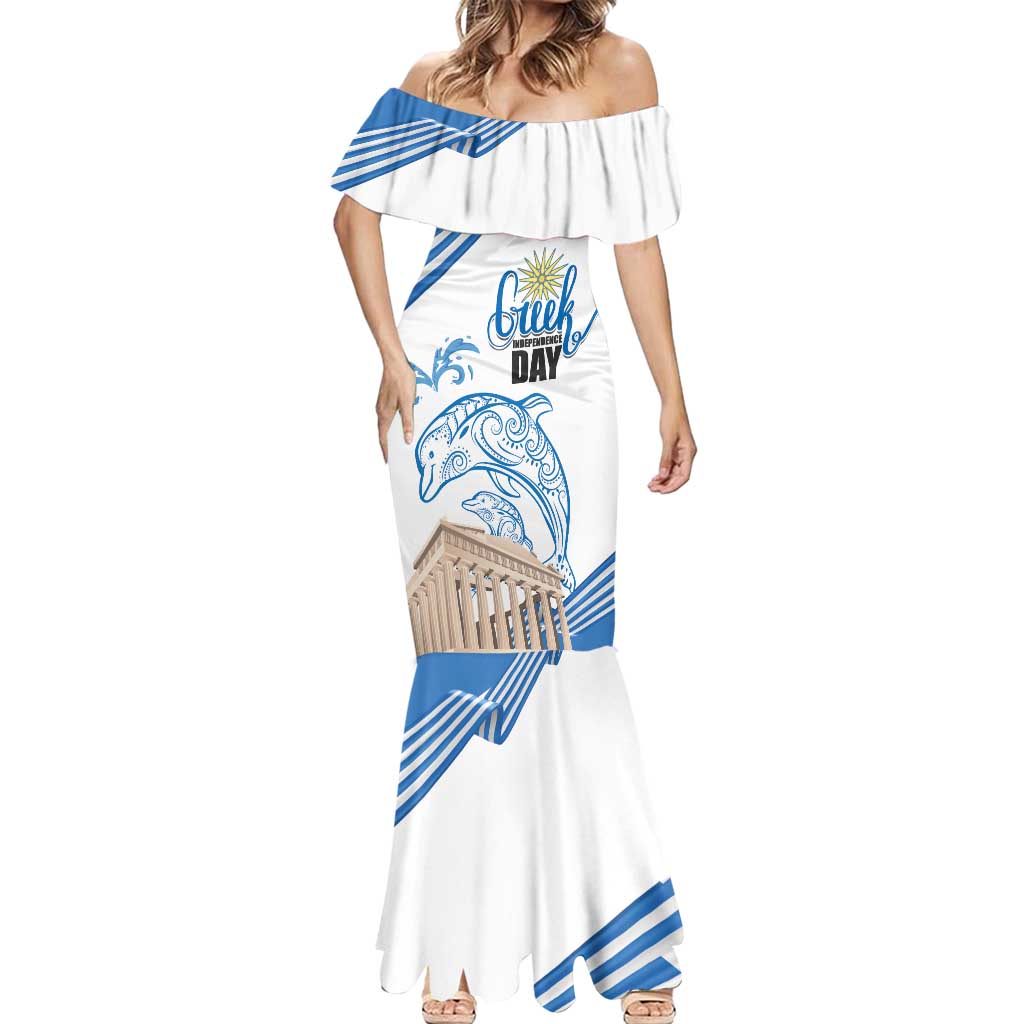 Personalized Greece Greek Independence Day Mermaid Dress Dolphin and Parthenon