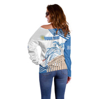 Personalized Greece Greek Independence Day Off Shoulder Sweater Dolphin and Parthenon