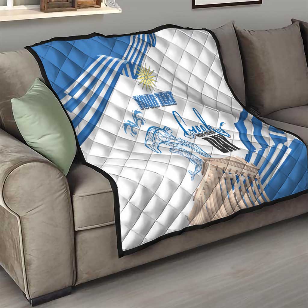 Personalized Greece Greek Independence Day Quilt Dolphin and Parthenon