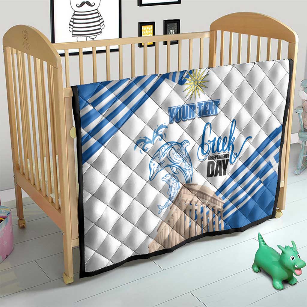 Personalized Greece Greek Independence Day Quilt Dolphin and Parthenon