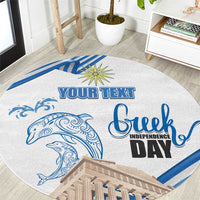 Personalized Greece Greek Independence Day Round Carpet Dolphin and Parthenon