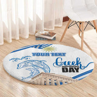 Personalized Greece Greek Independence Day Round Carpet Dolphin and Parthenon