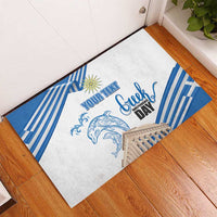 Personalized Greece Greek Independence Day Rubber Doormat Dolphin and Parthenon