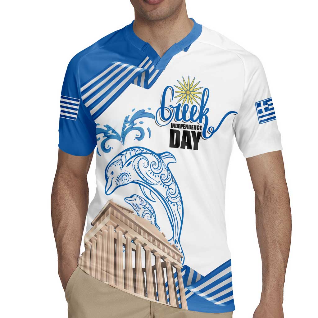 Personalized Greece Greek Independence Day Rugby Jersey Dolphin and Parthenon