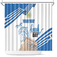 Personalized Greece Greek Independence Day Shower Curtain Dolphin and Parthenon
