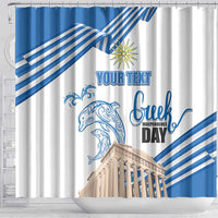 Personalized Greece Greek Independence Day Shower Curtain Dolphin and Parthenon