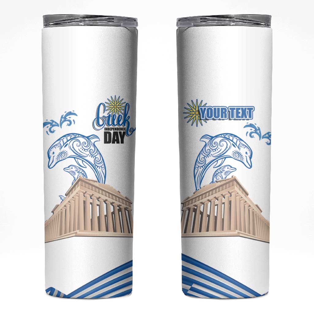 Personalized Greece Greek Independence Day Skinny Tumbler Dolphin and Parthenon
