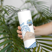 Personalized Greece Greek Independence Day Skinny Tumbler Dolphin and Parthenon