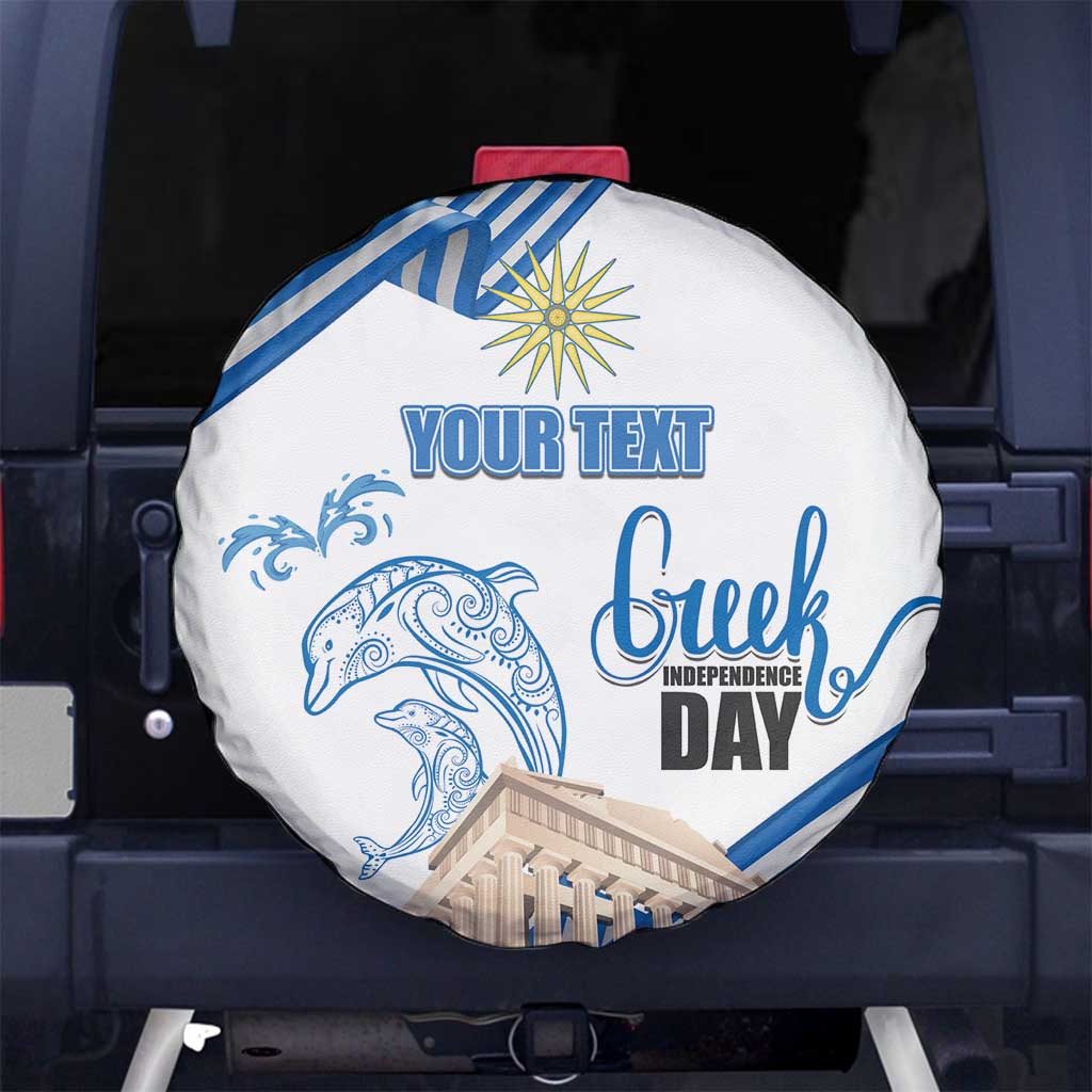 Personalized Greece Greek Independence Day Spare Tire Cover Dolphin and Parthenon