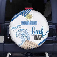 Personalized Greece Greek Independence Day Spare Tire Cover Dolphin and Parthenon