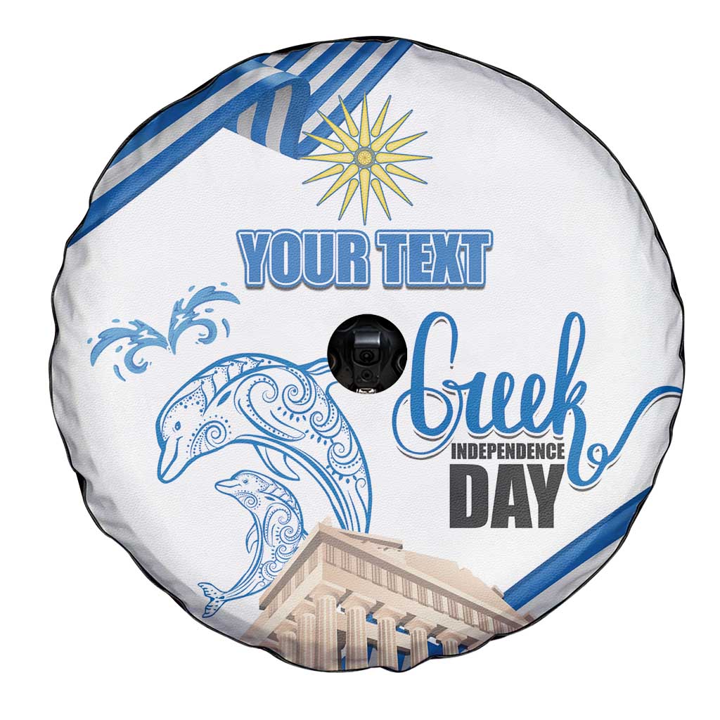 Personalized Greece Greek Independence Day Spare Tire Cover Dolphin and Parthenon