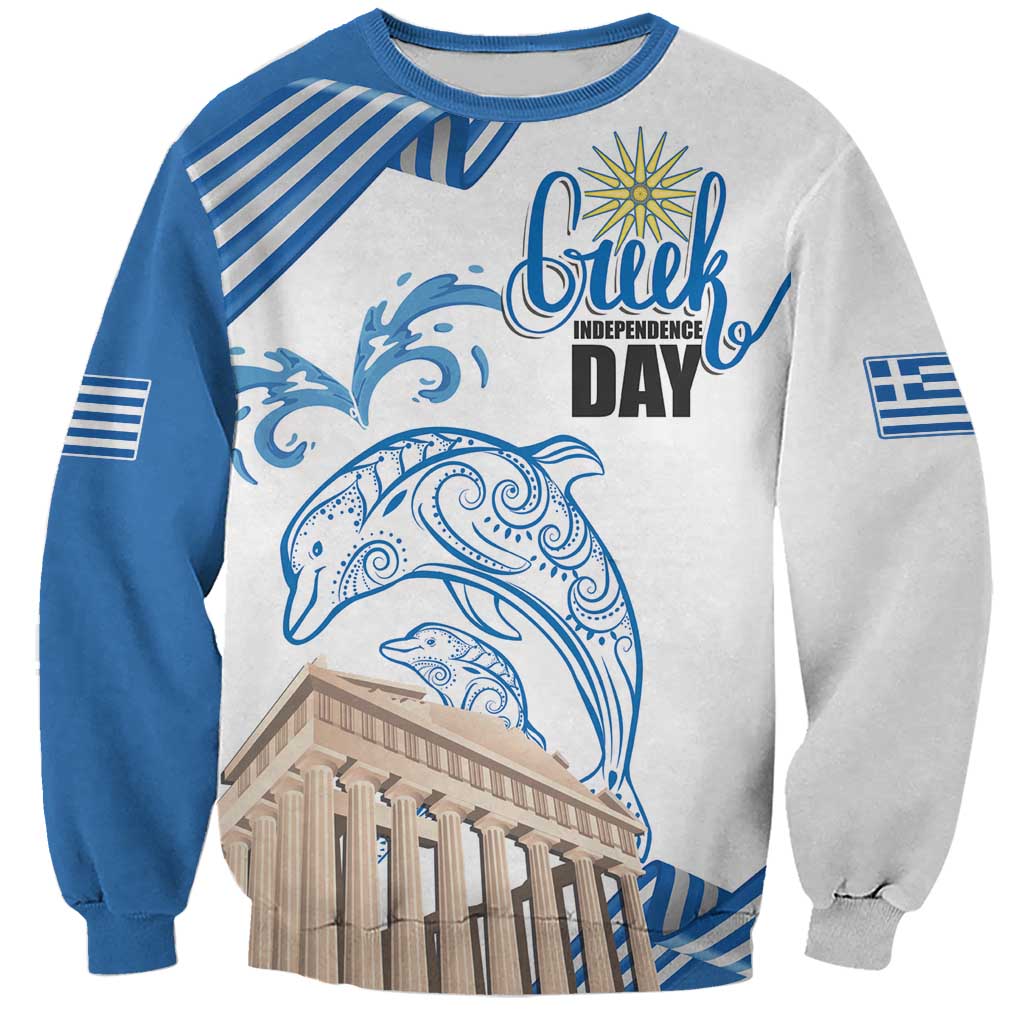 Personalized Greece Greek Independence Day Sweatshirt Dolphin and Parthenon