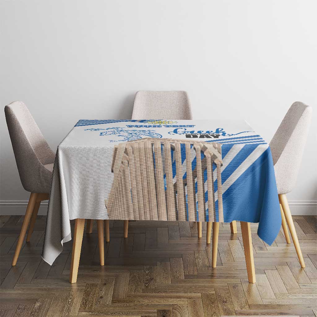 Personalized Greece Greek Independence Day Tablecloth Dolphin and Parthenon