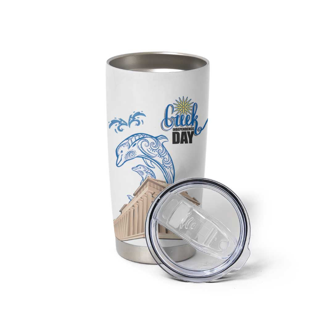 Personalized Greece Greek Independence Day Tumbler Cup Dolphin and Parthenon
